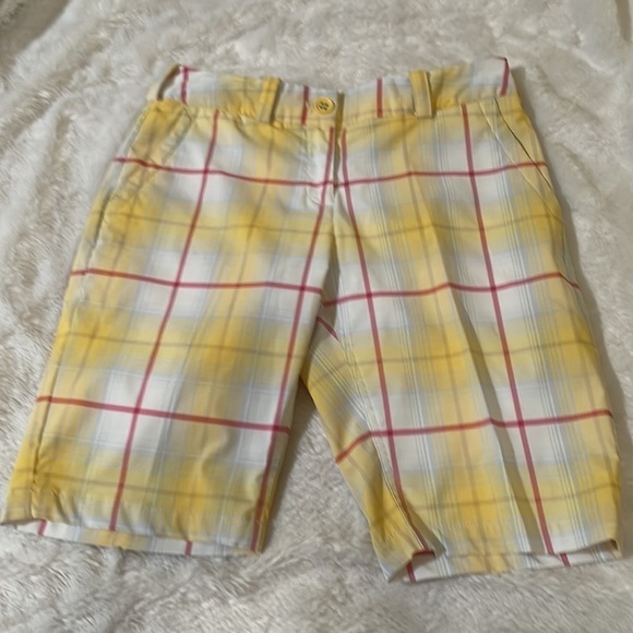 Nike Golf Shorts Tartan Plaid Shorts-Yellow/Red Size 4 - Picture 3 of 6